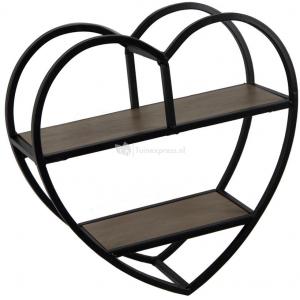 Wallhanger Black Heart 38x14x39 cm zwart industrieel wandrek